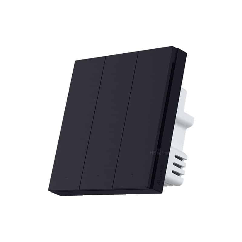Black Aqara H1 three-gang smart wall switch