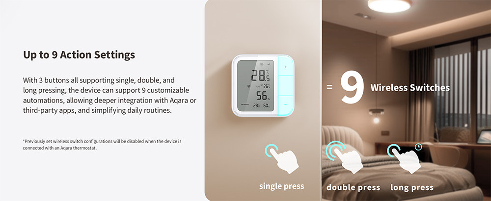 Wall-mounted W100 with single, double and long press gestures