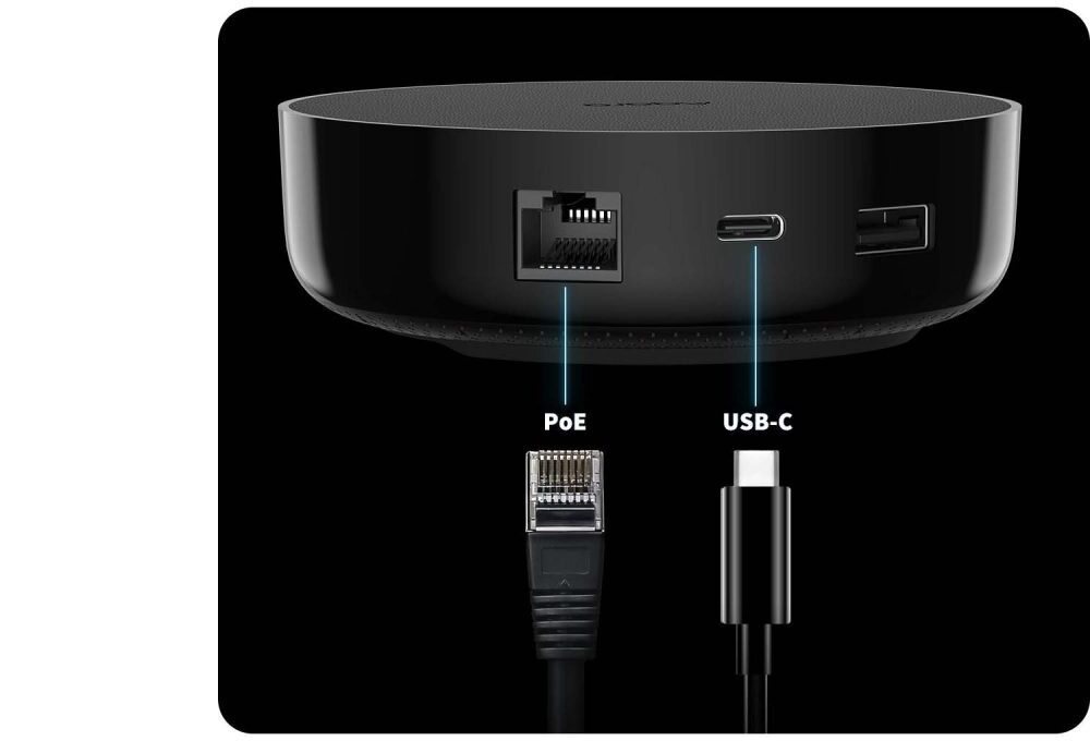Rear ports of the Aqara Hub M200 showing Ethernet and USB connections