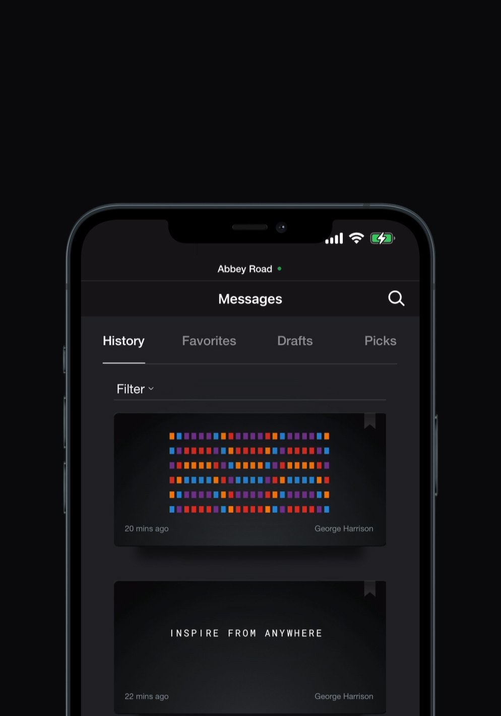 Access history, favourites and drafts