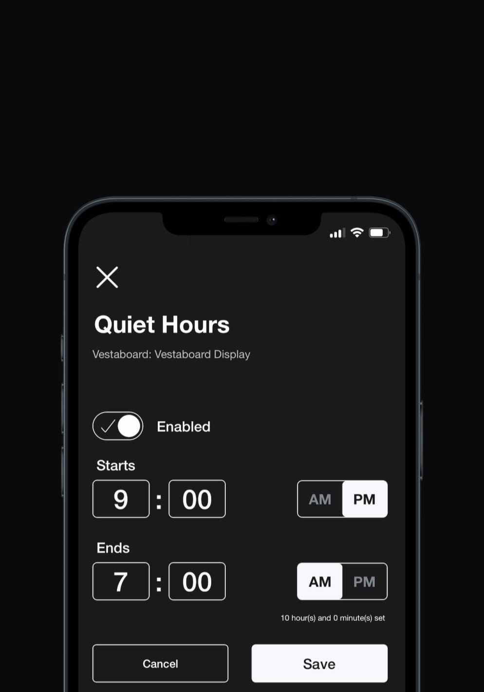 Set your time zone and quiet hours