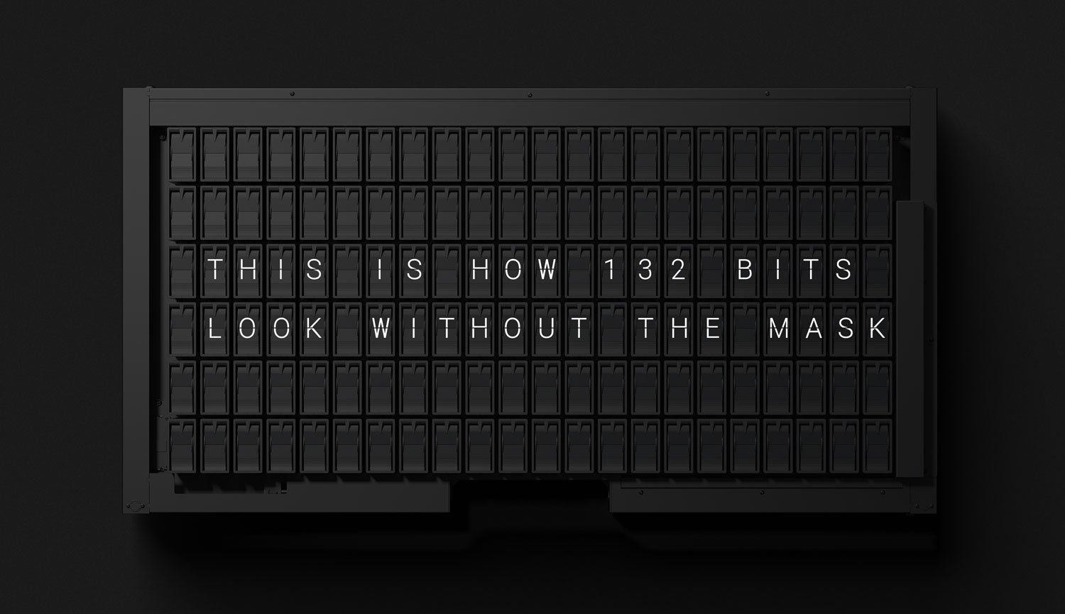 Vestaboard with frame and mask on