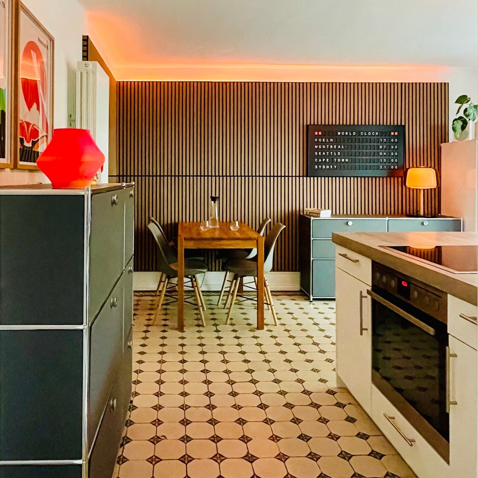 Vestaboard in a beautifully designed home