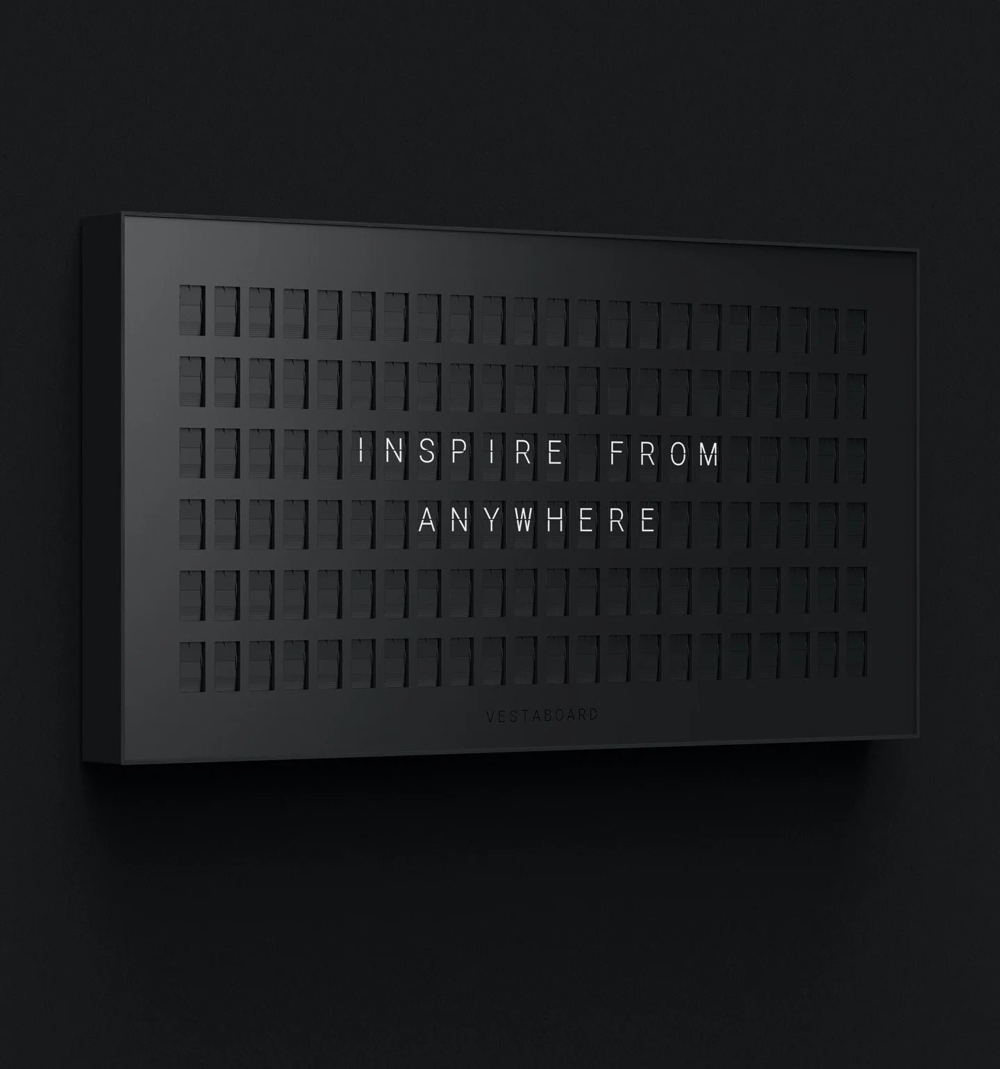 Vestaboard Flagship full view mounted on wall