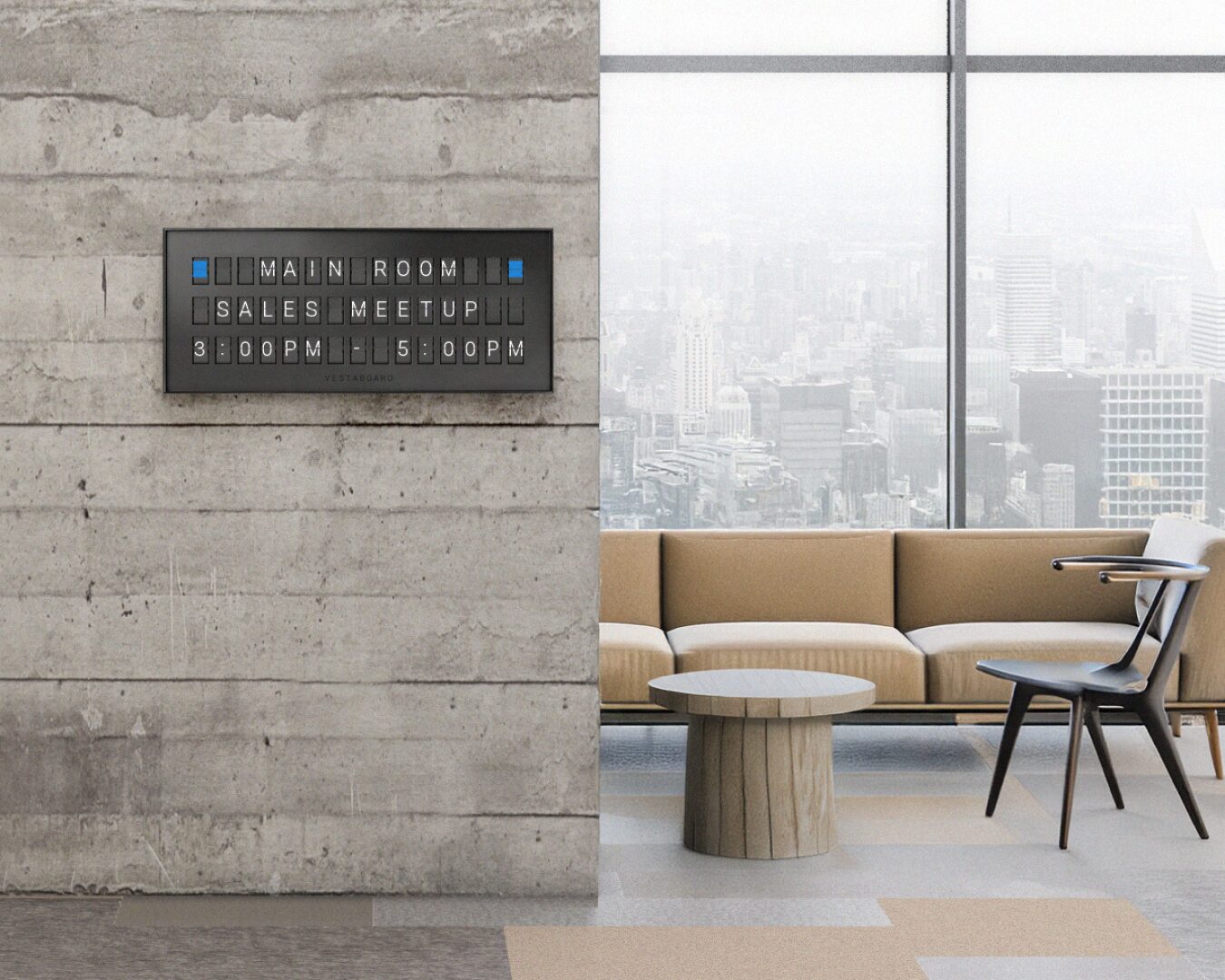 Vestaboard Note in an office setting