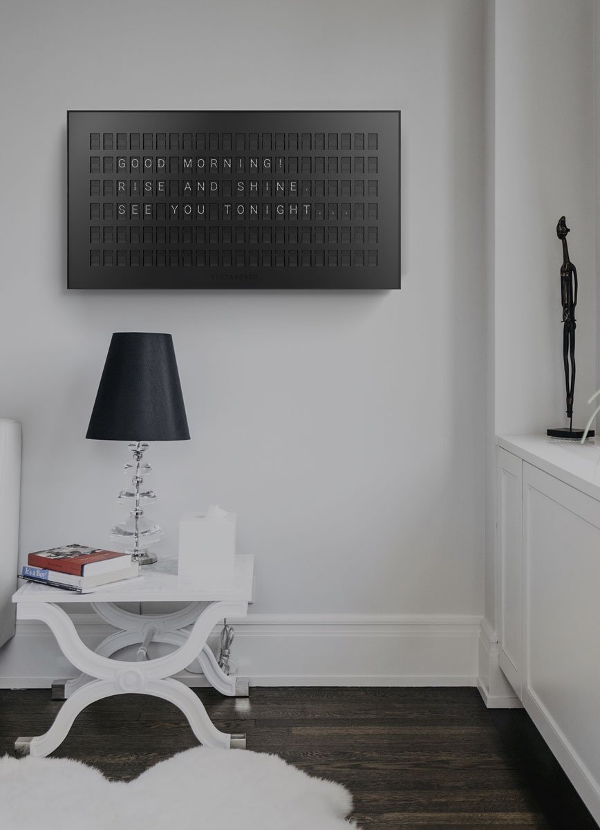 Vestaboard Flagship in a living room