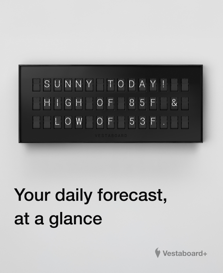 Vestaboard Note displaying weather updates