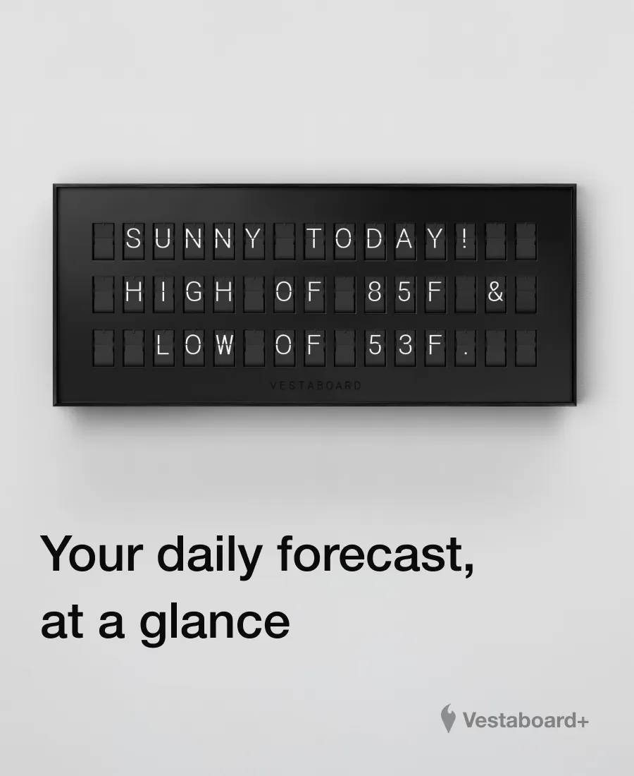 Vestaboard Note displaying weather updates