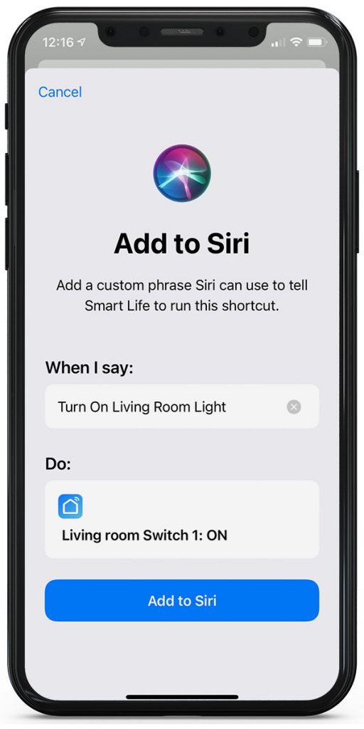 Fonctionne avec les raccourcis Siri