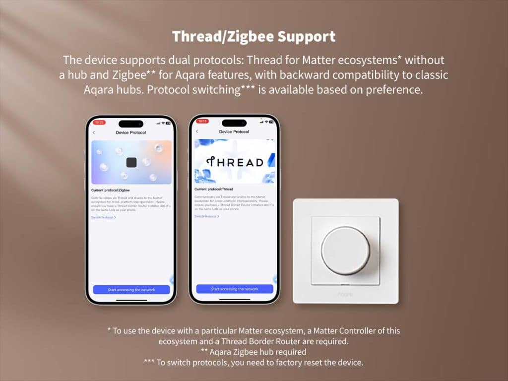 Aqara Dimmer Switch H2 Thread Zigbee Support