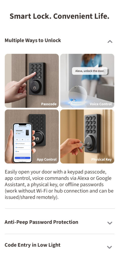 3. B50 multiple ways to unlock, anti-peep password protection, code entry in low light