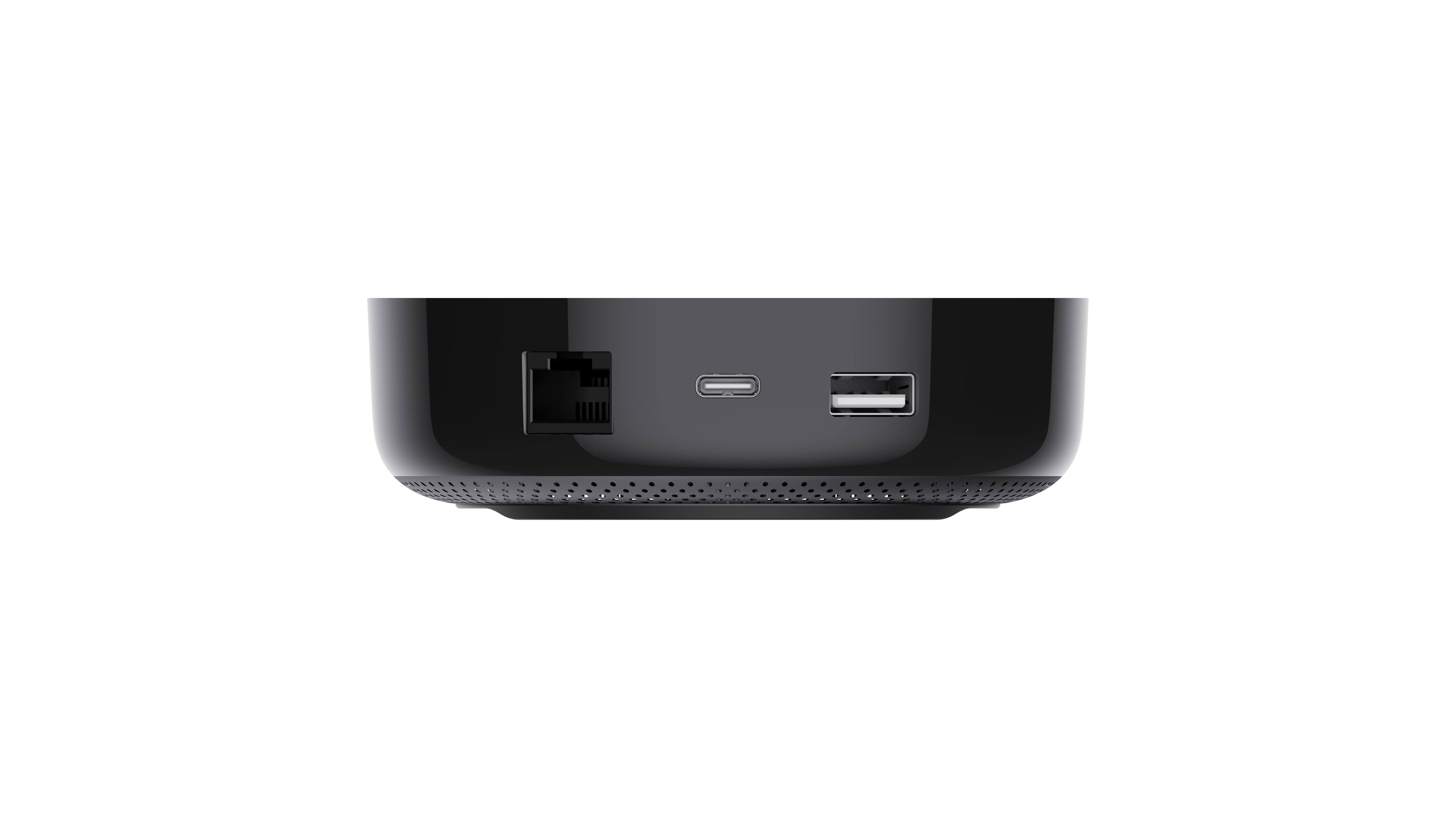 Back of the Aqara Hub M200 showing three ports — PoE (RJ45), USB-C, and USB-A. The USB-C port is the easiest way to tell an M200 from an M2.