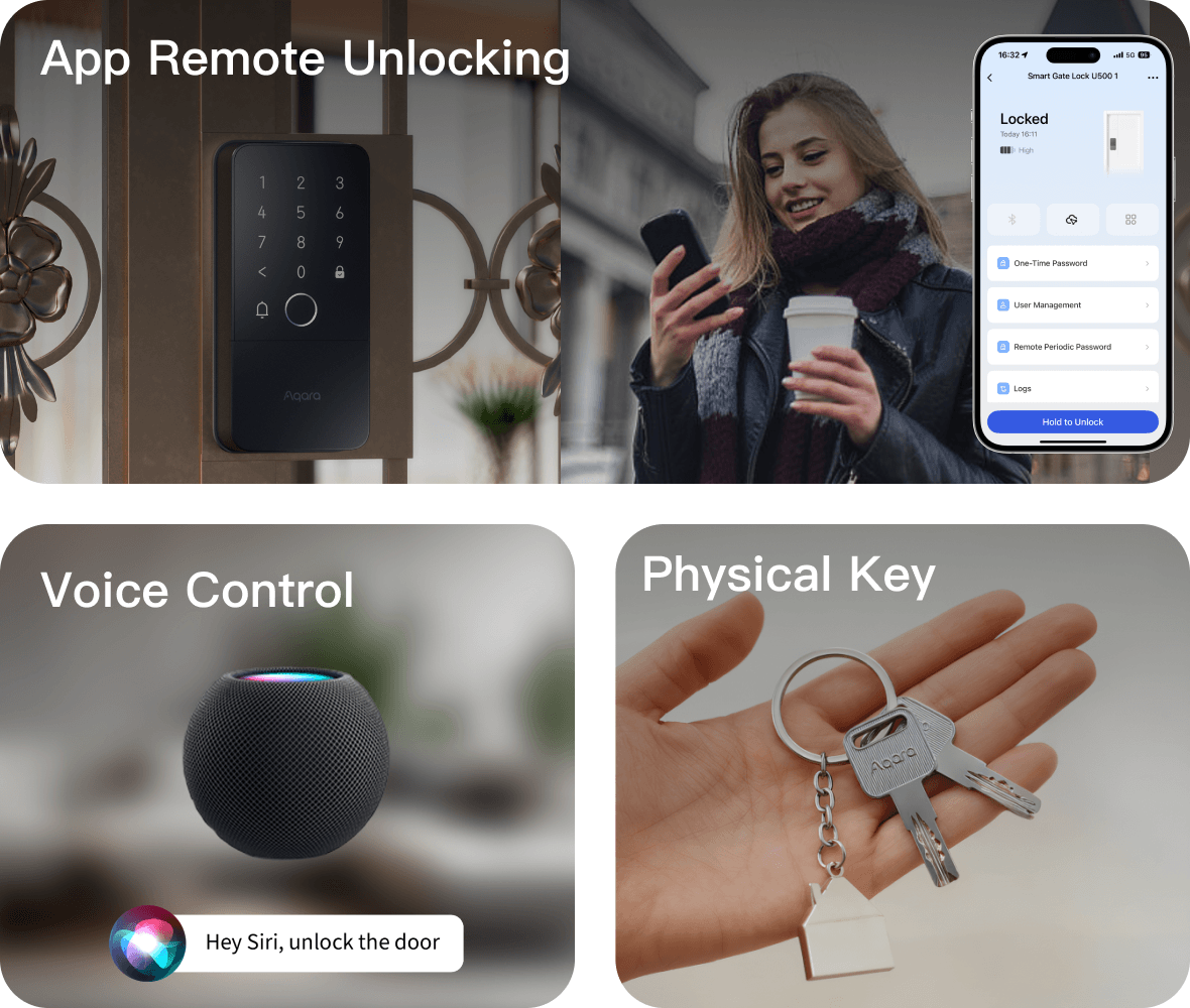 Aqara U500 Gate Lock — guest access with one-time and scheduled PINs