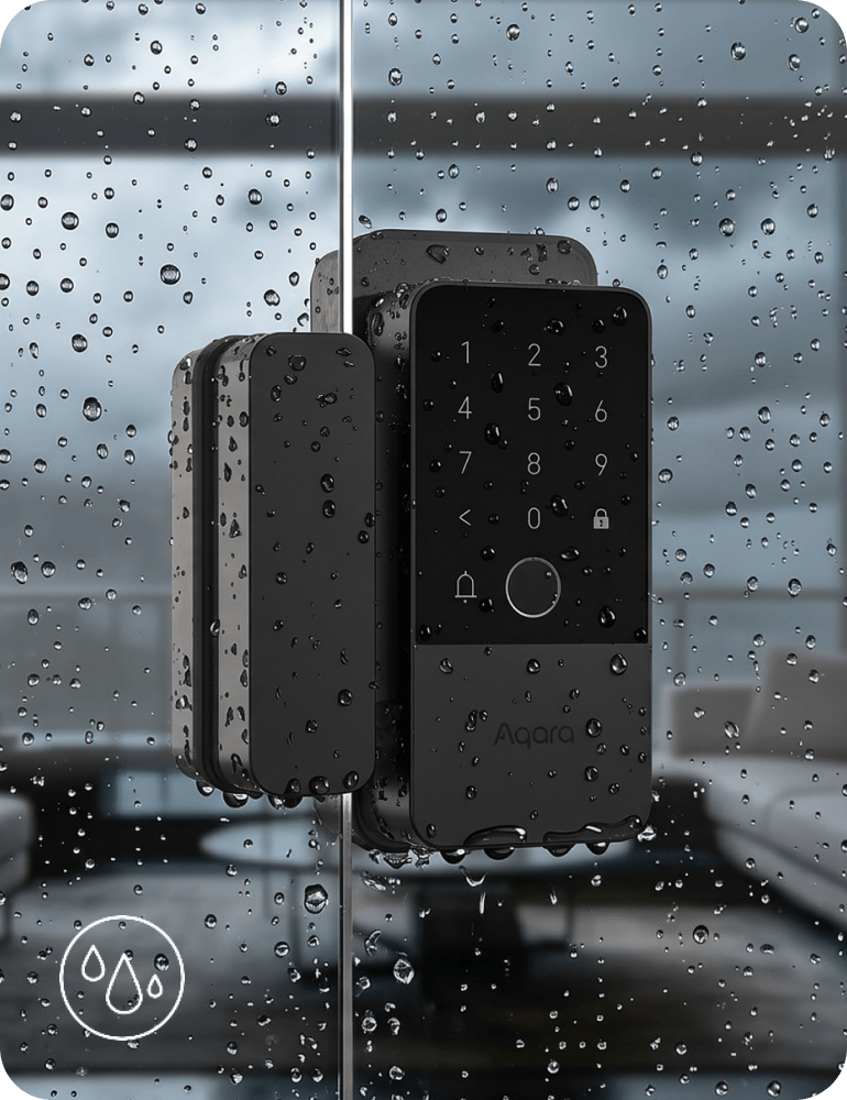 Aqara U500 Glass Door Lock — IP65 weatherproof outer panel