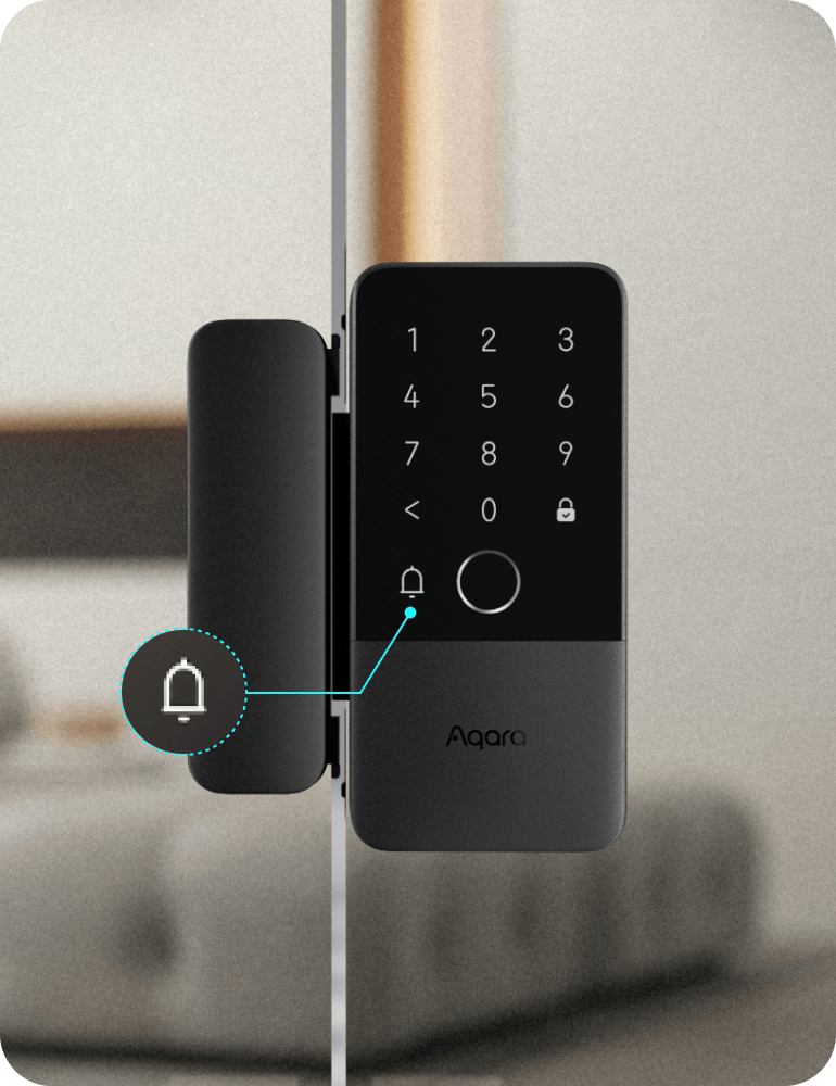 Aqara U500 Glass Door Lock — dedicated doorbell button