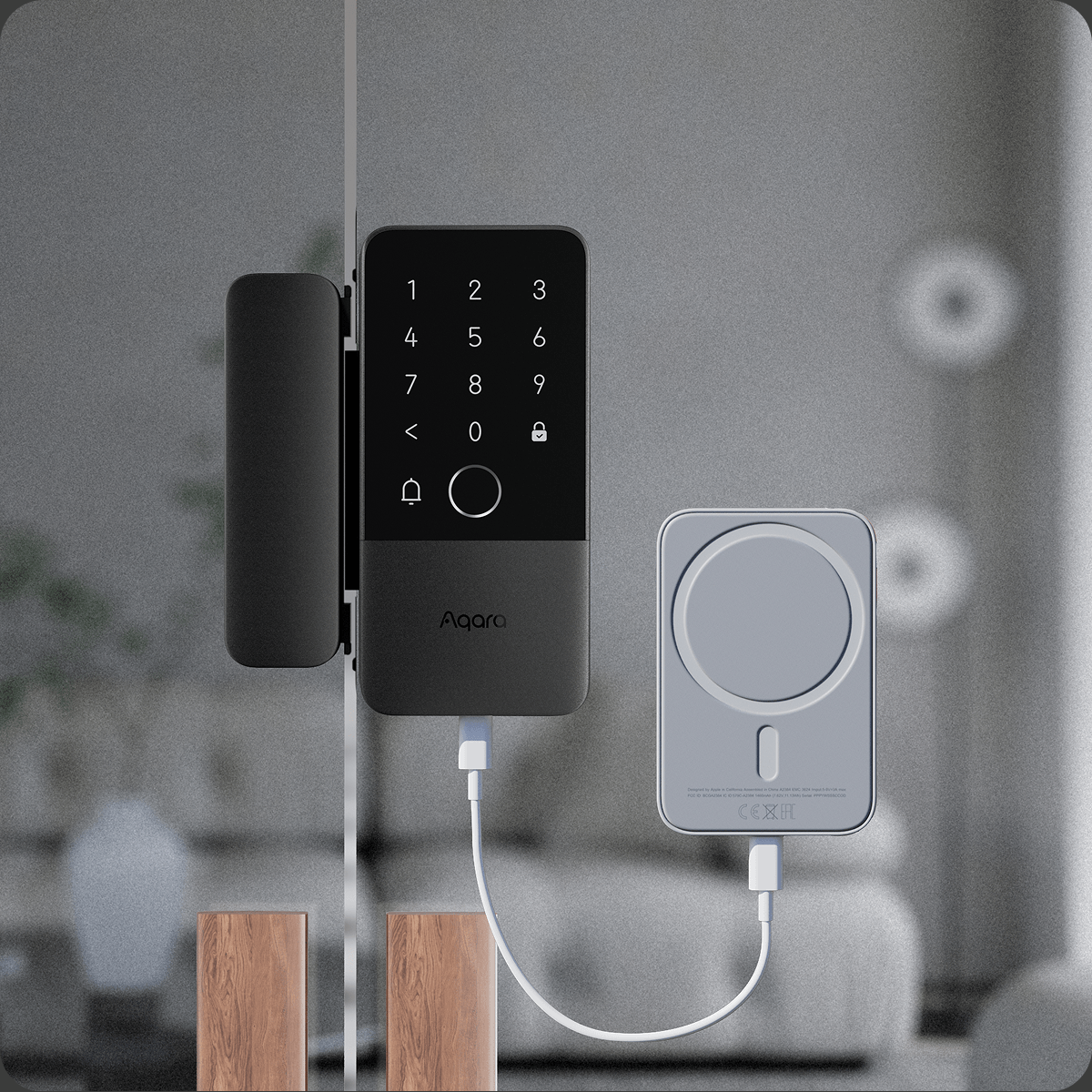 Aqara U500 Glass Door Lock — USB-C emergency charging