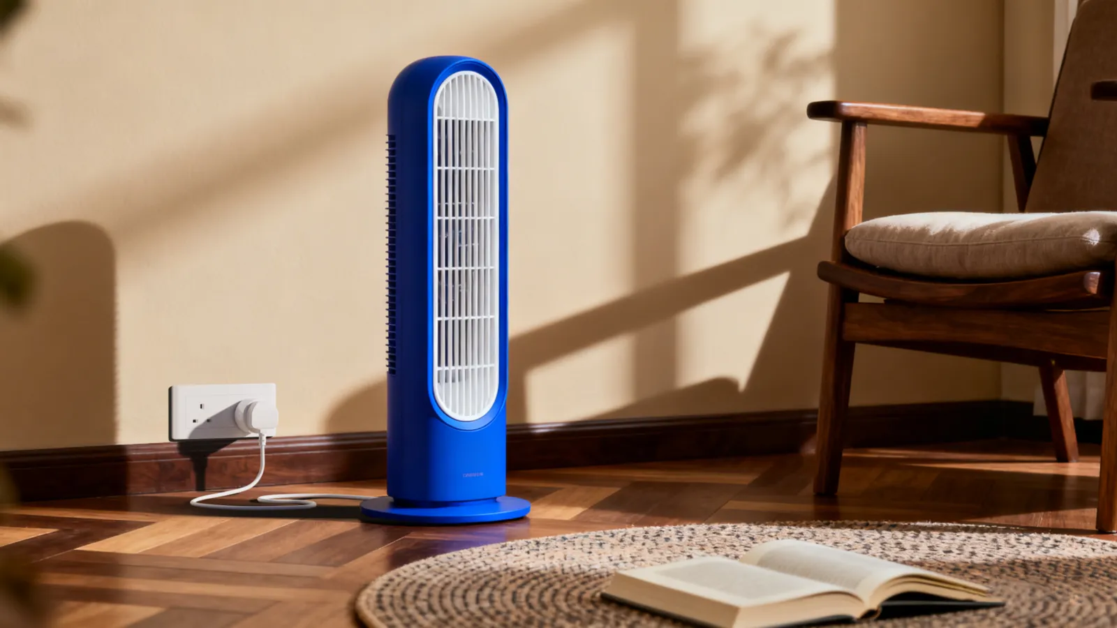 Aqara Power Plug H2 UK controlling a standing fan