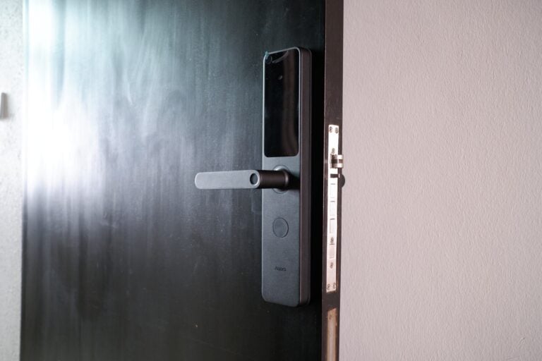 Aqara smart lock installed on a Singapore home entrance