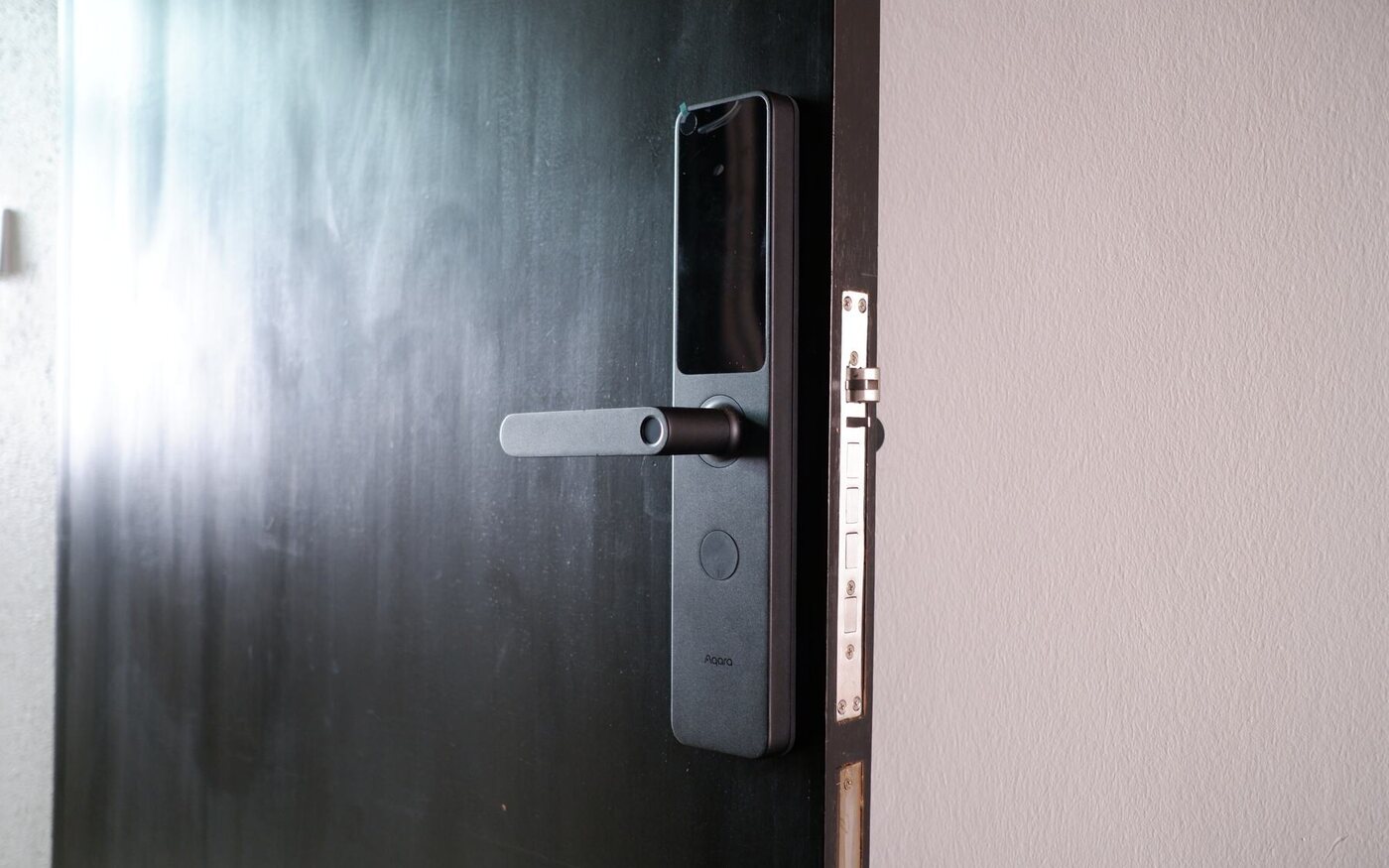 Aqara smart lock installed on a Singapore home entrance
