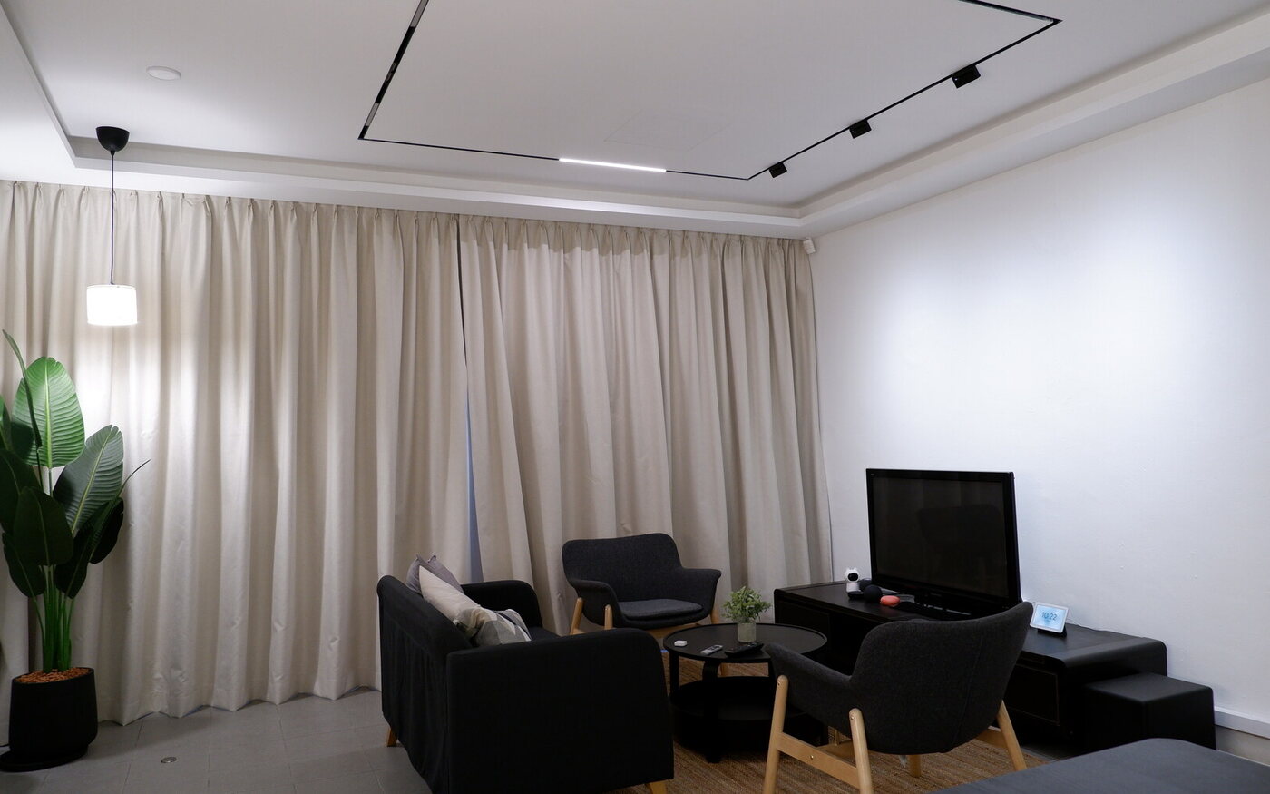 Bright living room suitable for an HDB smart-home retrofit