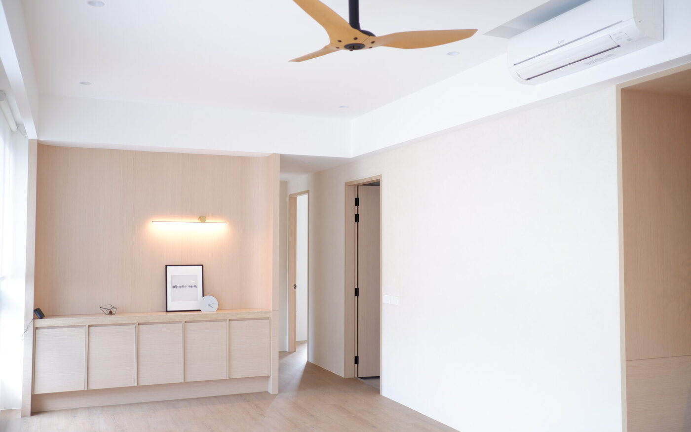 Air-conditioner in a bright smart-home living space