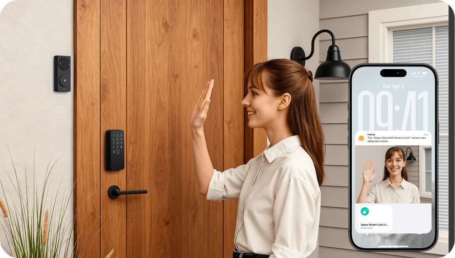 Aqara U500 Rim Lock with Aqara Doorbell Camera Hub G410
