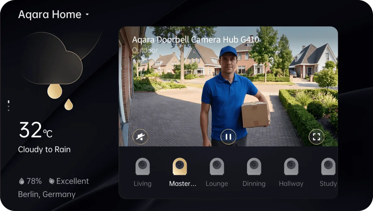 Supported Aqara camera feed displayed on the Panel Hub S1 Plus Desktop Version