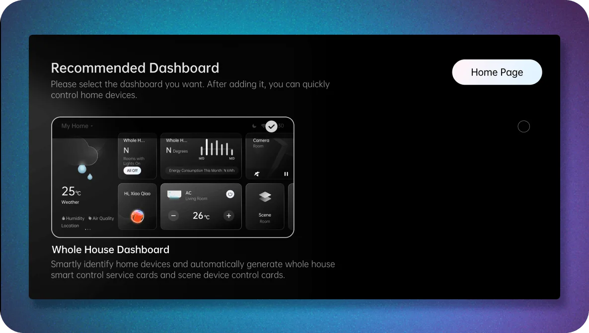 Custom smart-home dashboard on the Aqara Panel Hub S1 Plus Desktop Version