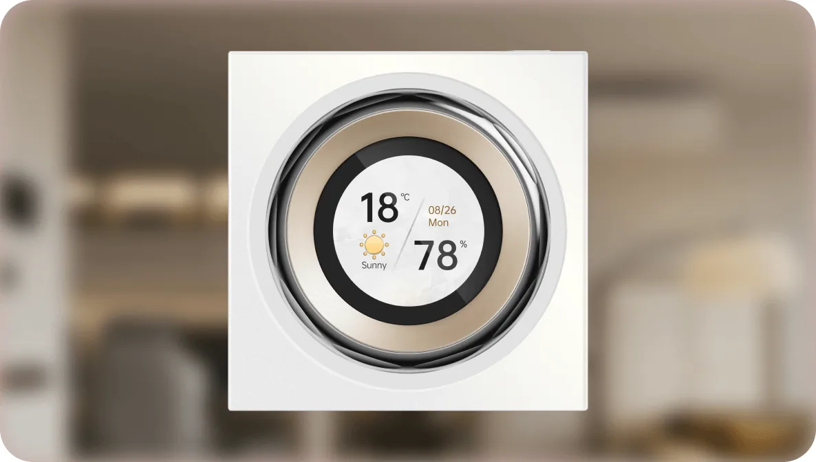 Aqara Touchscreen Dial V1 screen showing room temperature and humidity